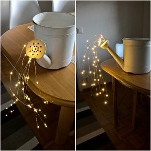 Inspirace na originální zahradní dekoraci: Spojili jsme světelný řetěz a konev!