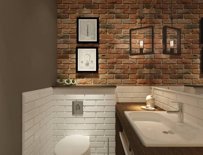 Inspirace na cihlový obklad v koupelně – Stačí ho dát jen na jednu stěnu
