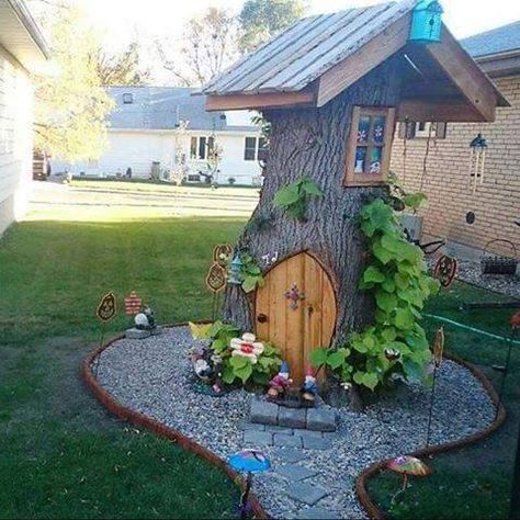 Decorated Tree Stump Ideas - Crafty Morning