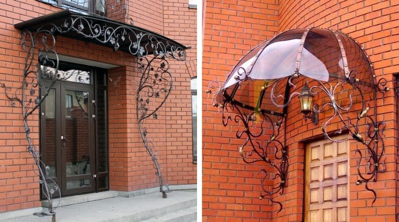 Krásná ochrana před sněhem a deštěm: 50 nápadů na přístřešky nad vchody