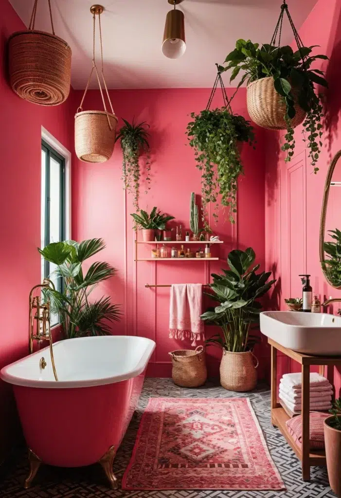 30 inspirací na růžovou koupelnu, které vypadají luxusně