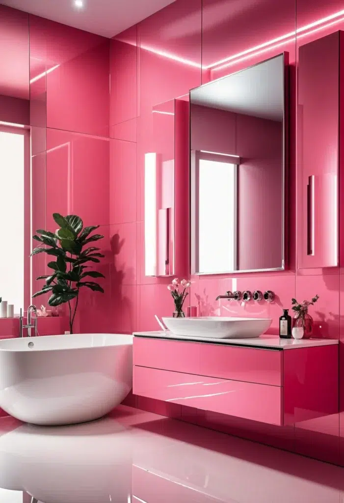 30 inspirací na růžovou koupelnu, které vypadají luxusně