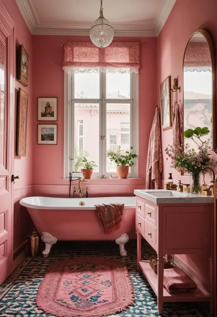 30 inspirací na růžovou koupelnu, které vypadají luxusně