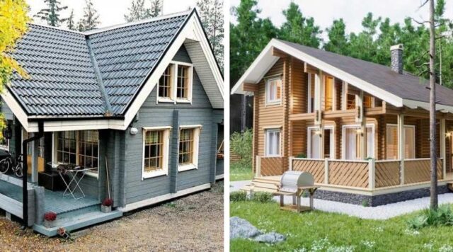 Krásné fasády domů z lepeného lamelového dřeva: 50+ ekologických návrhů s elegantním designem