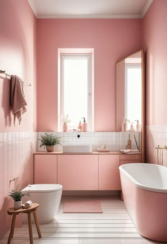 30 inspirací na růžovou koupelnu, které vypadají luxusně