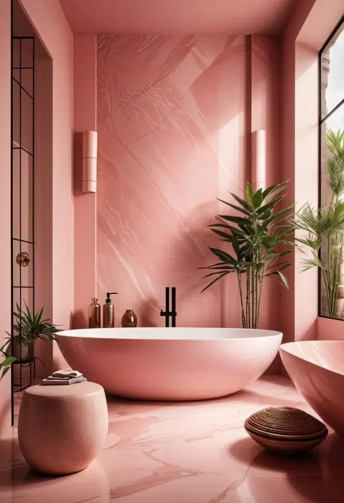 30 inspirací na růžovou koupelnu, které vypadají luxusně
