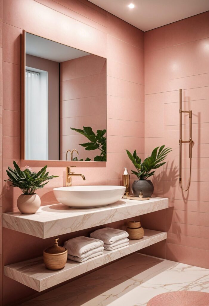 30 inspirací na růžovou koupelnu, které vypadají luxusně
