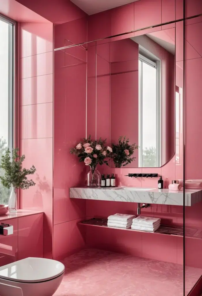 30 inspirací na růžovou koupelnu, které vypadají luxusně