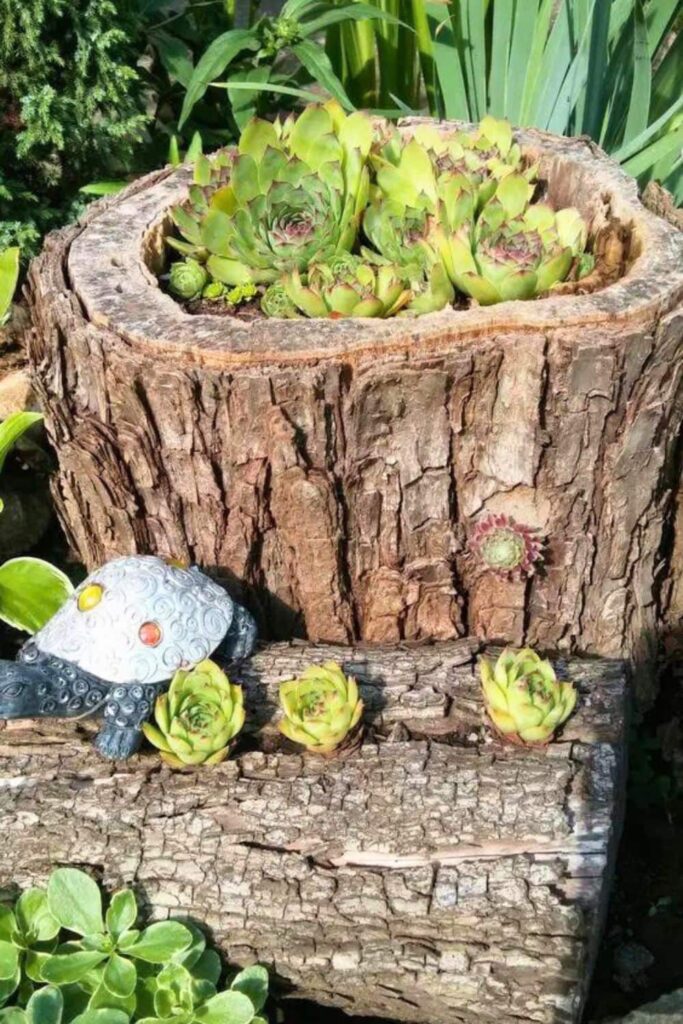 15+ kreativních nápadů na dekorace z pařezů do zahrady, které oživí každý kout