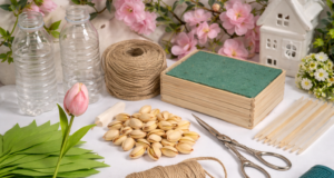 Tulipány z pistáciových skořápek v bedýnce: DIY jarní dekorace z recyklace
