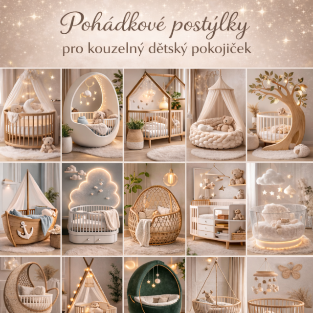 Dětské postýlky snů: krásné tvary a materiály pro dětský pokoj