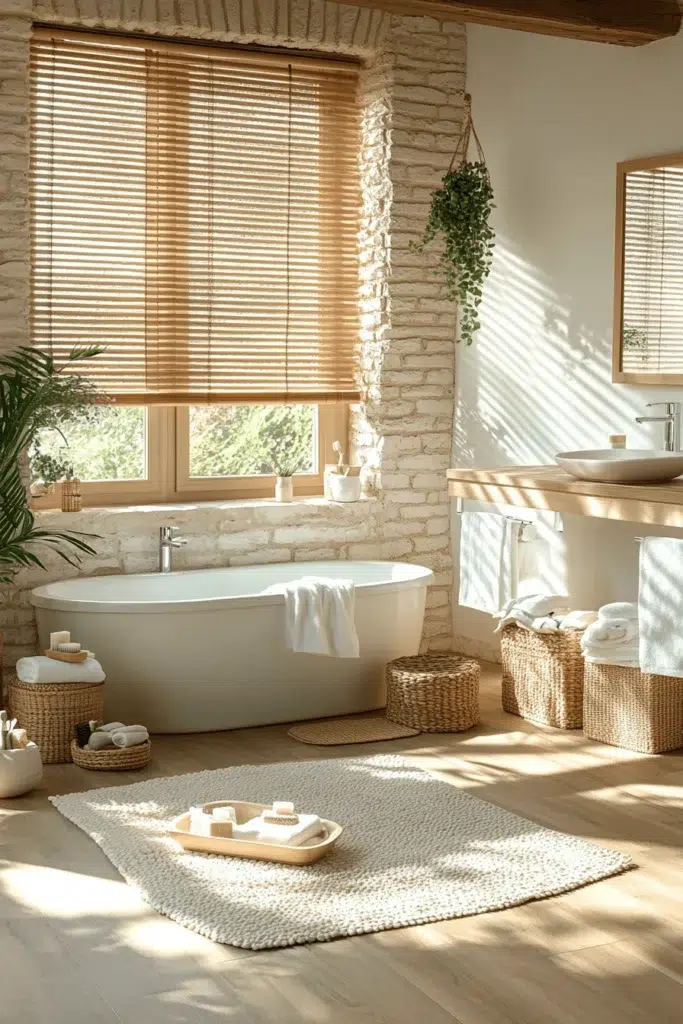 Inspirace pro koupelnu ve stylu Japandi: koupání jako zenový rituál