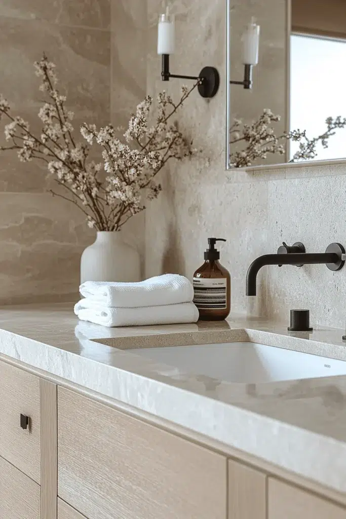 Inspirace pro koupelnu ve stylu Japandi: koupání jako zenový rituál