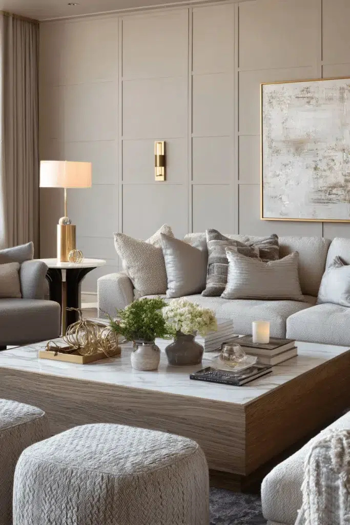 Elegantní nápady na obývací pokoj, které působí luxusně a útulně