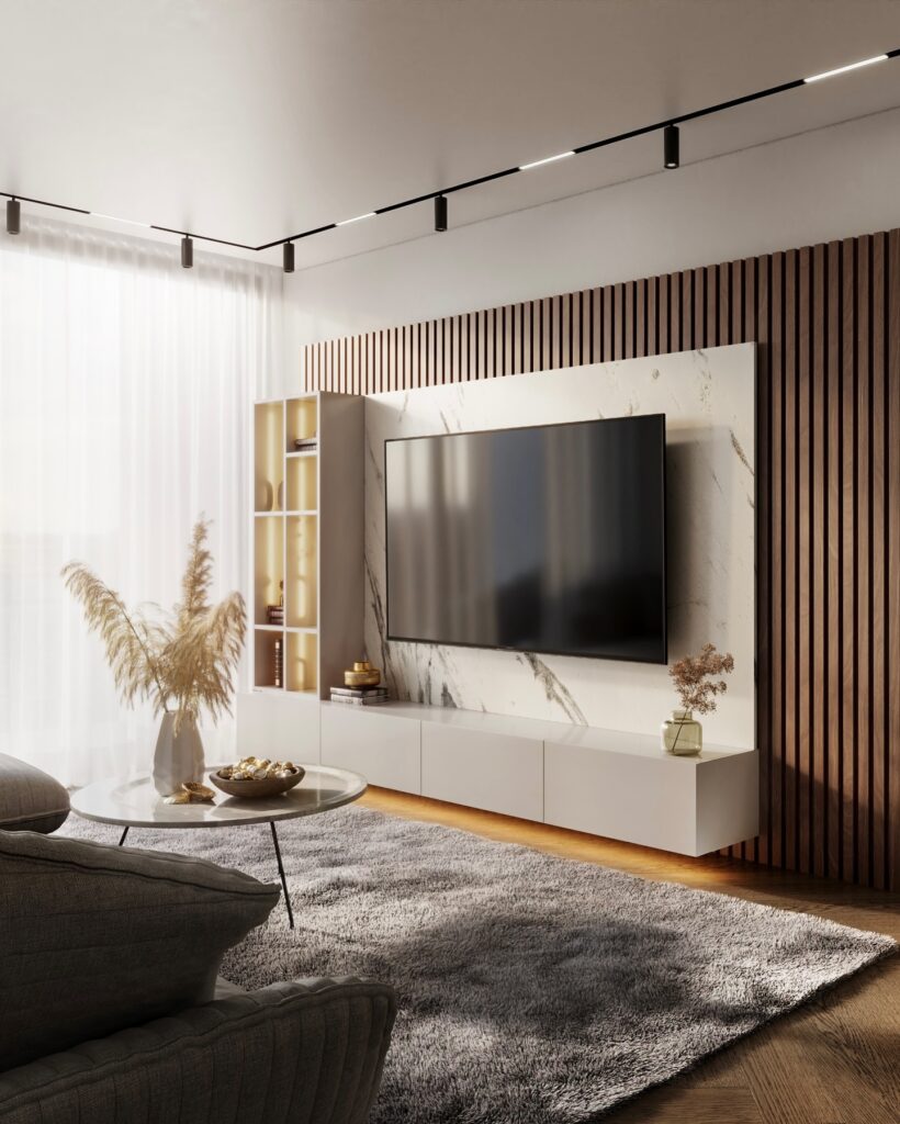 Moderní nápady na TV stěnu v obýváku pro jakýkoli styl