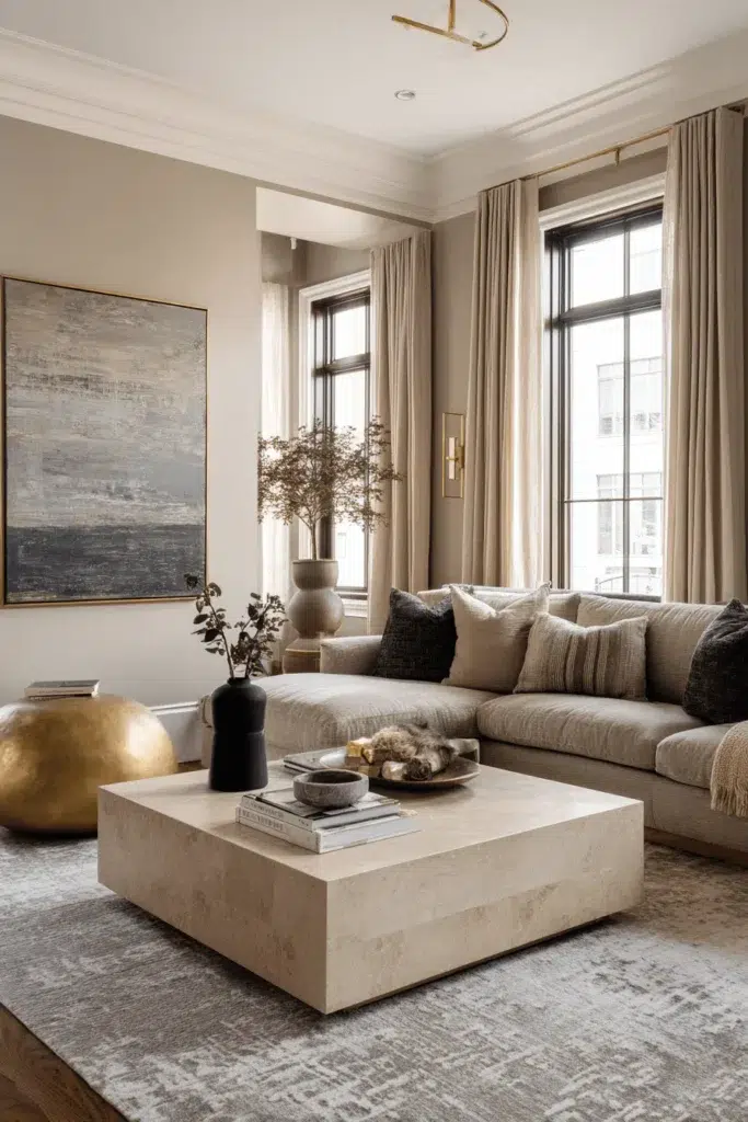 Elegantní nápady na obývací pokoj, které působí luxusně a útulně