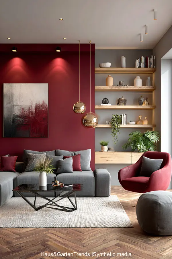 Bordó obývací pokoj: inspirace pro elegantní a hřejivou atmosféru