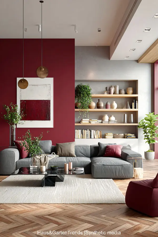 Bordó obývací pokoj: inspirace pro elegantní a hřejivou atmosféru