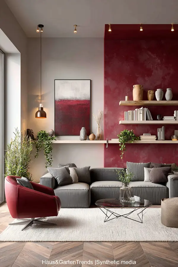 Bordó obývací pokoj: inspirace pro elegantní a hřejivou atmosféru