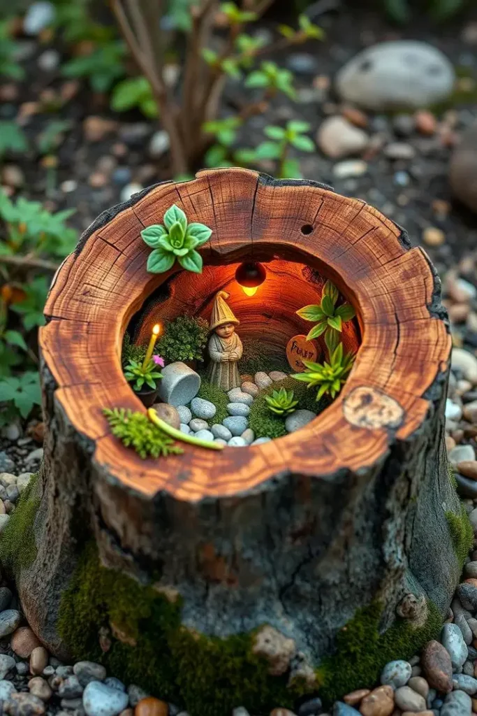 Inspirativní nápady na dekorování pařezů pro elegantní přírodní zahradní design