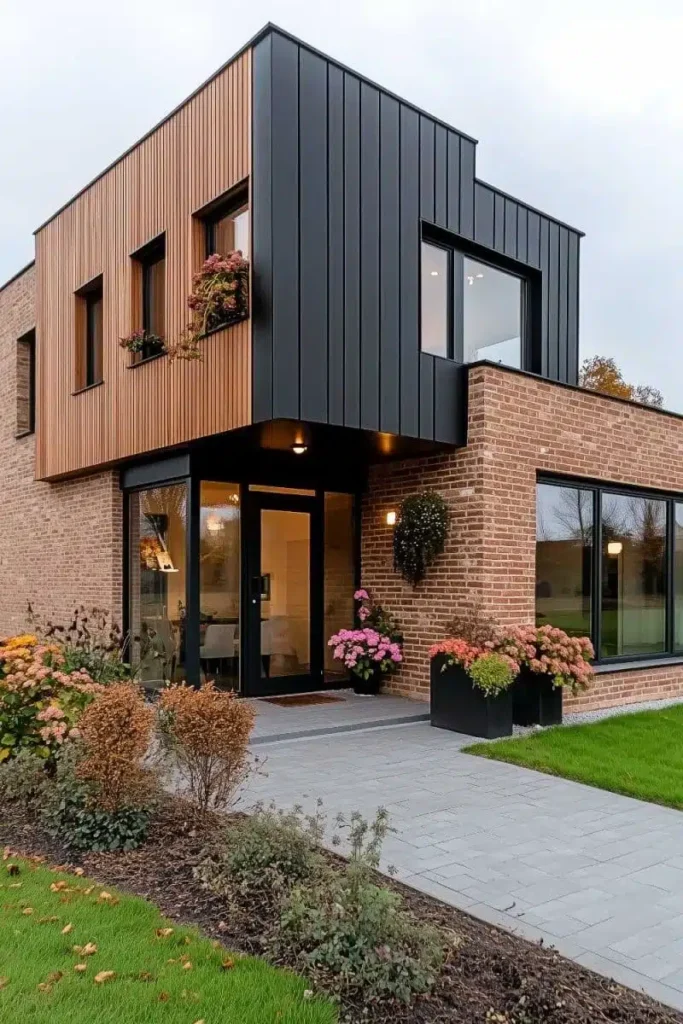 Minimalistická estetika s kombinací cihly a obkladu pro moderní a svěží vzhled domova