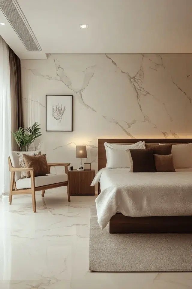 Ložnice s kamennou stěnou: inspirace pro klidný a elegantní interiér Ložnice s kamennou stěnou: inspirace pro klidný a elegantní interiér