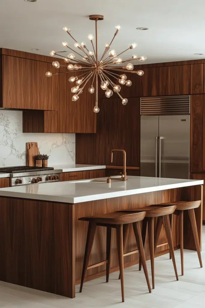 Ořechové kuchyňské skříňky plné elegance a přírodního šarmu