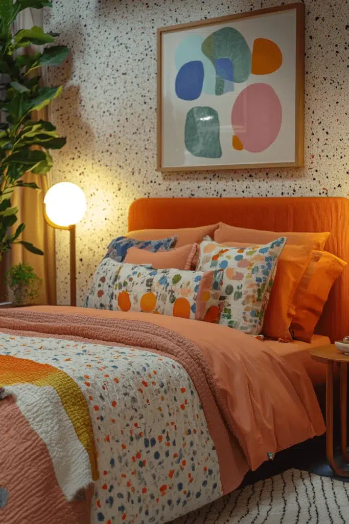 Ložnice s kamennou stěnou: inspirace pro klidný a elegantní interiér