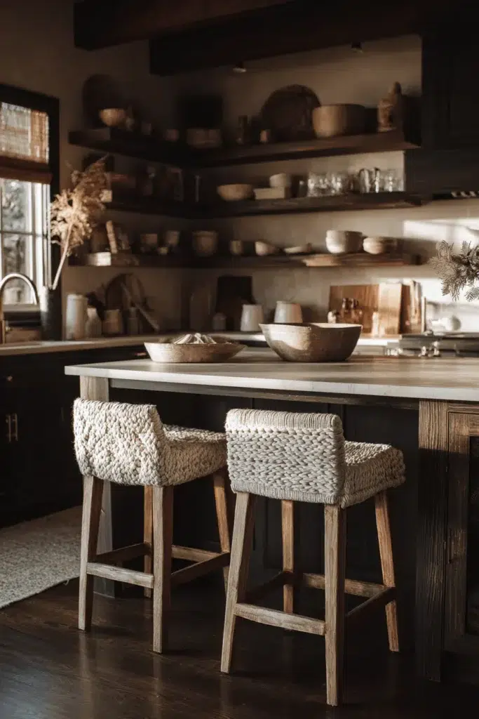 Elegantní inspirace pro kuchyňské skříňky z tmavého dřeva