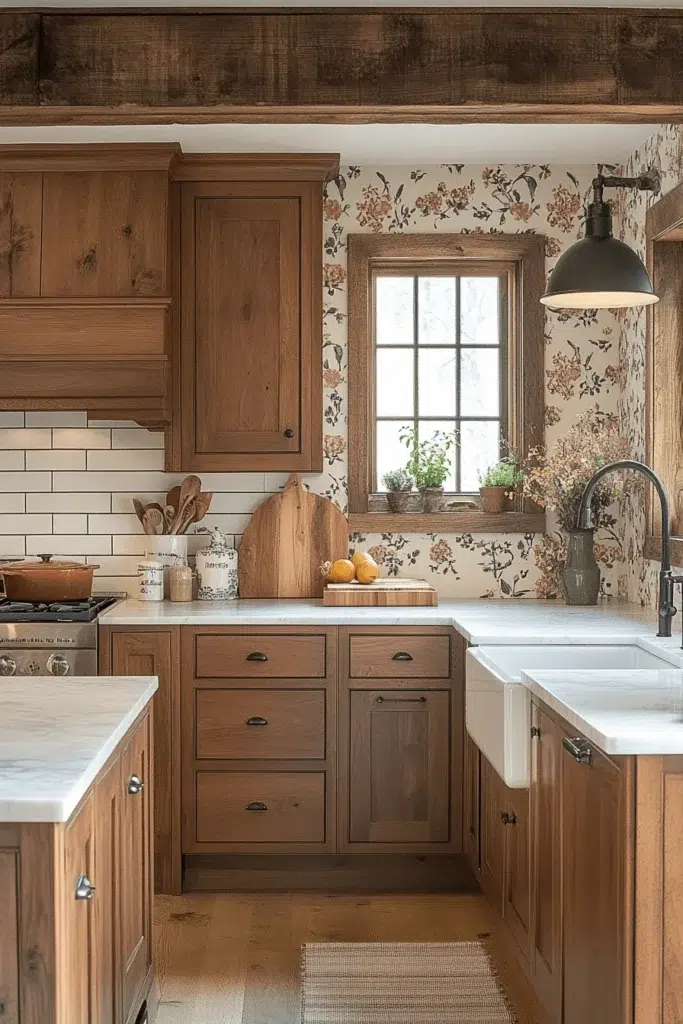 Ořechové kuchyňské skříňky plné elegance a přírodního šarmu