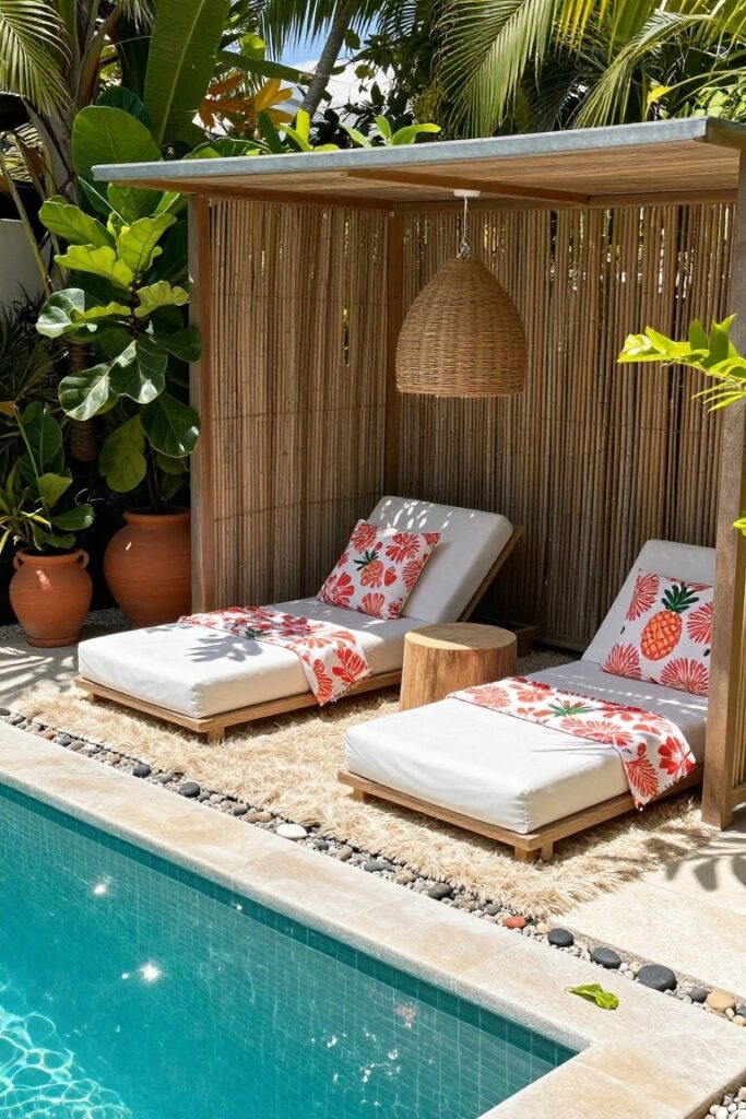 Moderní venkovní posezení z palet, které působí jako luxusní resort
