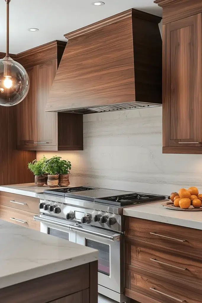 Ořechové kuchyňské skříňky plné elegance a přírodního šarmu