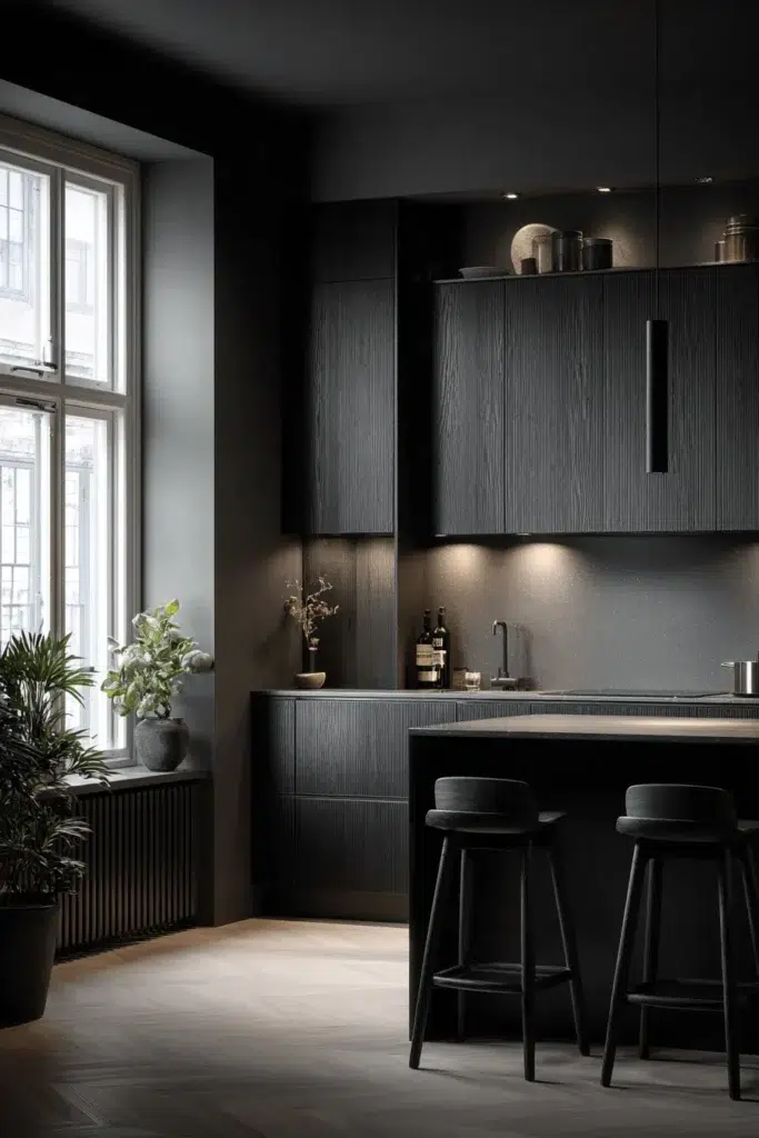 Elegantní inspirace pro kuchyňské skříňky z tmavého dřeva