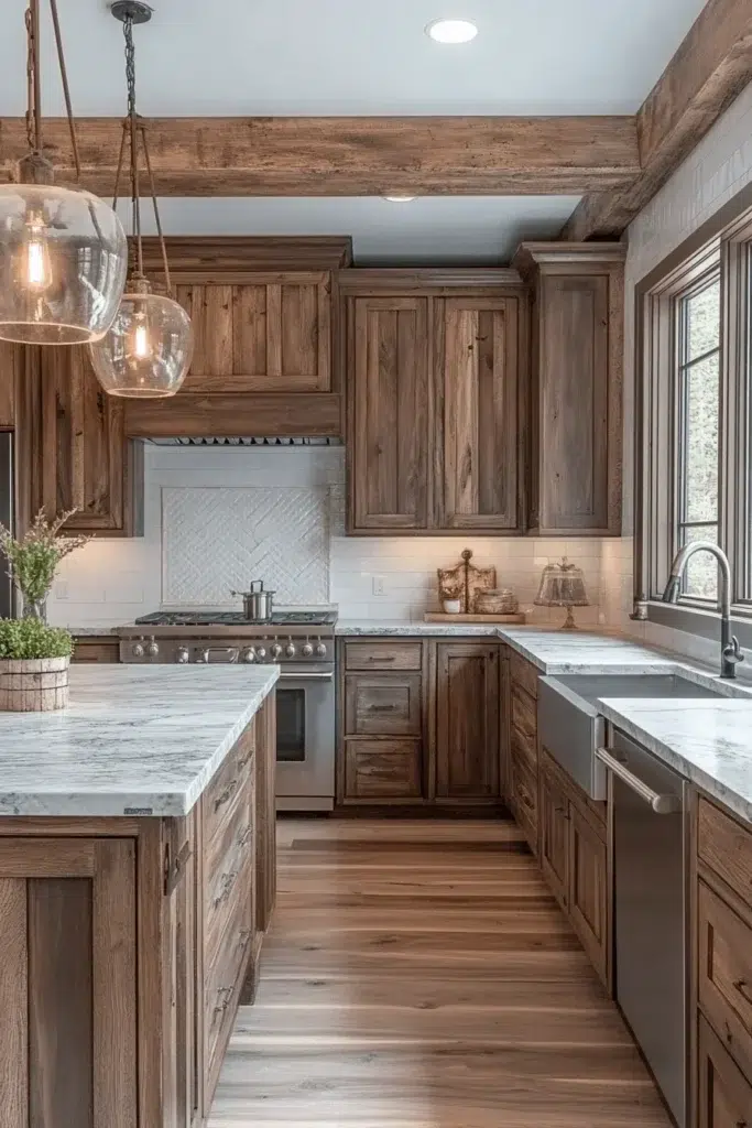 Ořechové kuchyňské skříňky plné elegance a přírodního šarmu