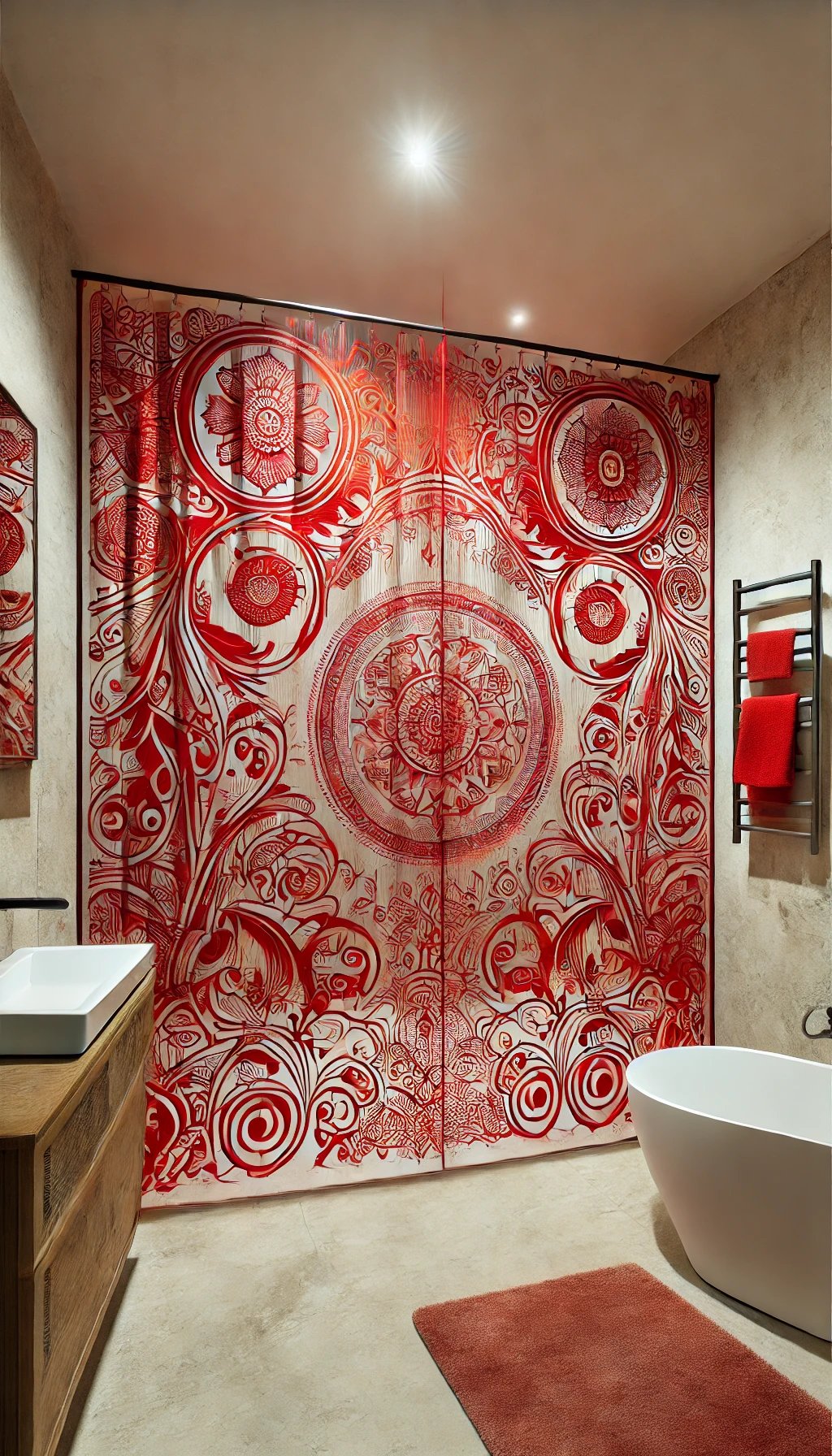 Elegantní červené koupelny plné luxusu a výrazného stylu