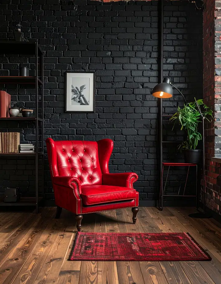 Elegantní černo-červený obývací pokoj: inspirace pro odvážný a luxusní interiér