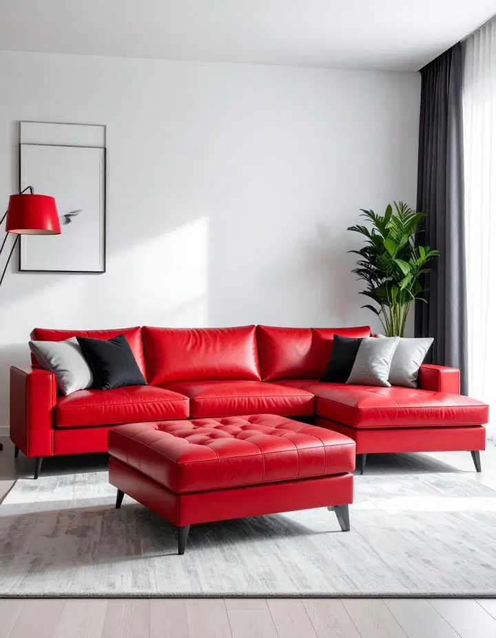 Elegantní černo-červený obývací pokoj: inspirace pro odvážný a luxusní interiér