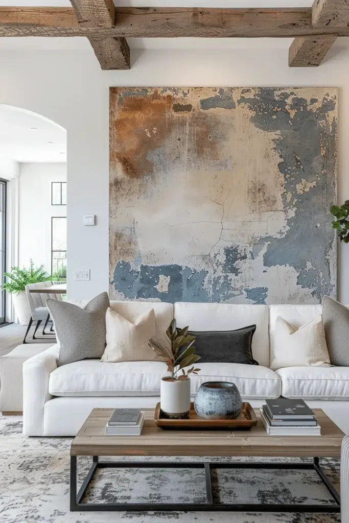 Inspirace pro obývací pokoj ve stylu wabi-sabi