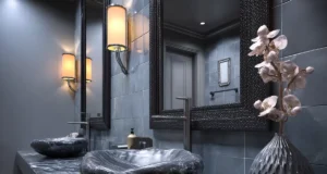 Elegantní inspirace pro černou koupelnu, která působí luxusně, moderně a nezapomenutelně