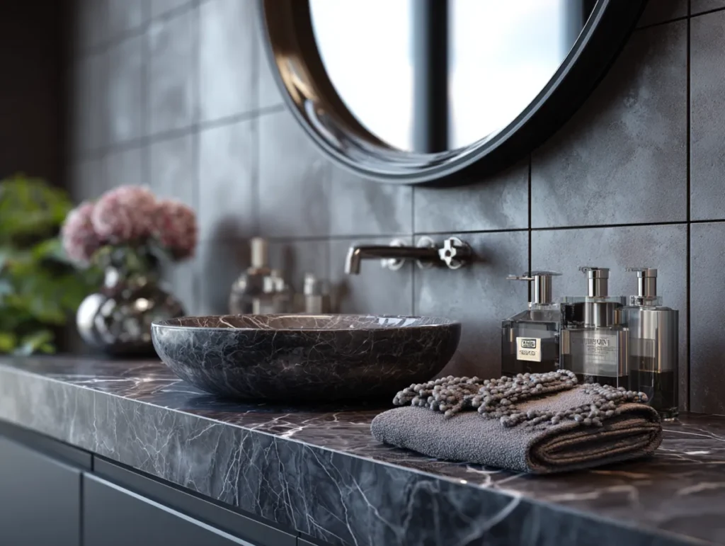 Elegantní inspirace pro černou koupelnu, která působí luxusně, moderně a nezapomenutelně