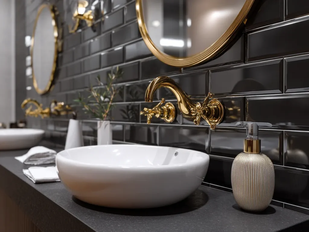 Elegantní inspirace pro černou koupelnu, která působí luxusně, moderně a nezapomenutelně