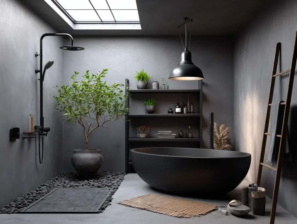Elegantní inspirace pro černou koupelnu, která působí luxusně, moderně a nezapomenutelně