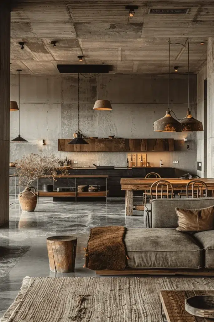 Inspirace pro obývací pokoj ve stylu wabi-sabi