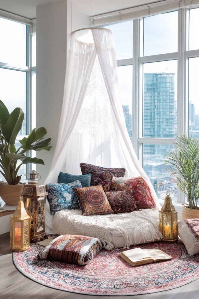 Nápadité inspirace pro obývací pokoj v boho stylu