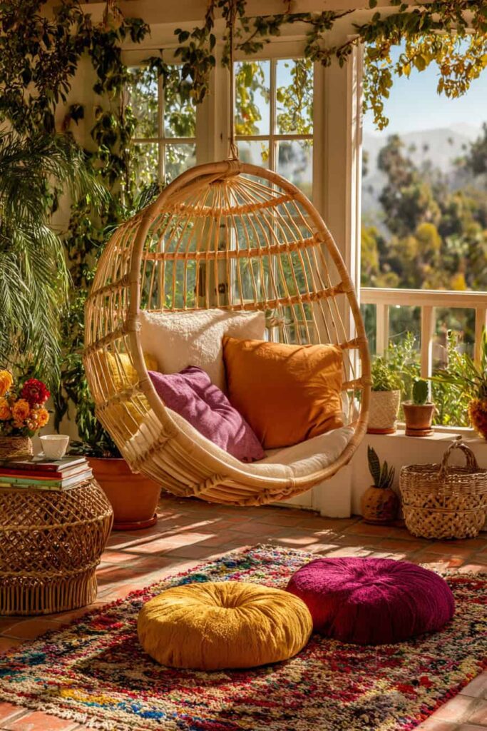 Nápadité inspirace pro obývací pokoj v boho stylu