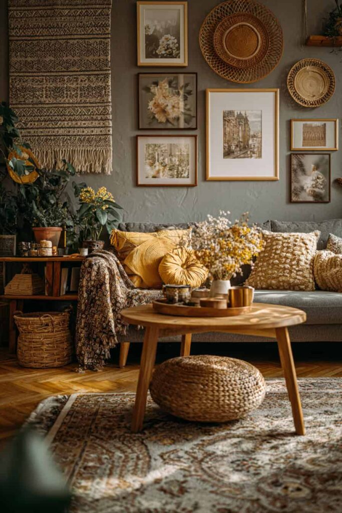 Nápadité inspirace pro obývací pokoj v boho stylu
