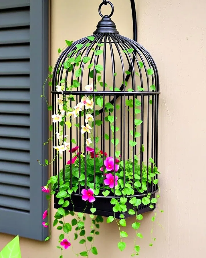 Okouzlující DIY květináče z ptačích klecí, které rozzáří váš domov