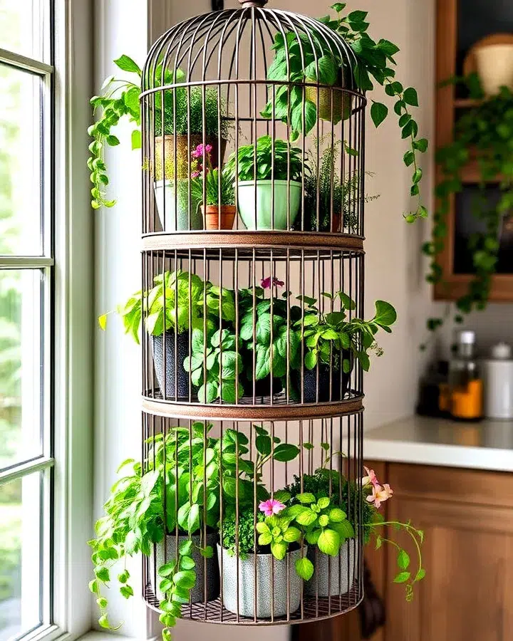 Okouzlující DIY květináče z ptačích klecí, které rozzáří váš domov