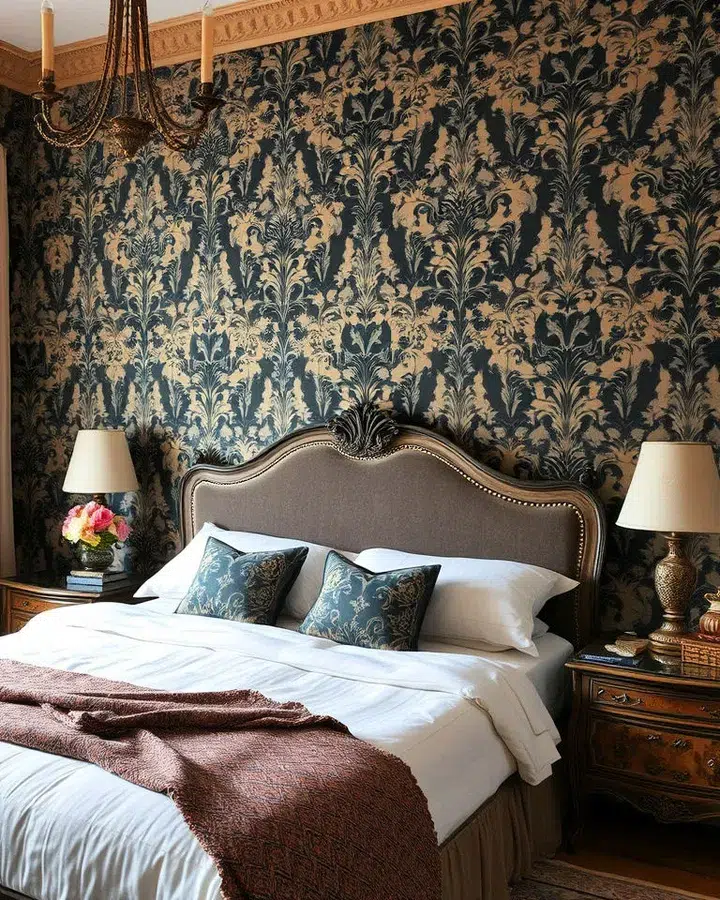 Nápady na tapety do ložnice, které dodají prostoru hloubku a texturu