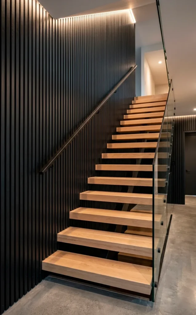 Minimalistické schodiště: inspirace pro elegantní stěny a moderní vstupní prostor